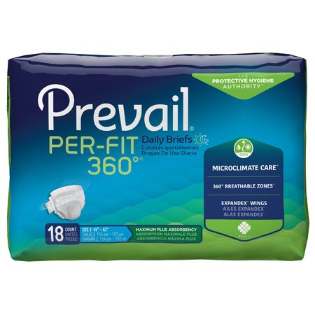 PREVAIL Per-Fit 360 Incontinence Brief L Winged, Maximum Plus, PK 18 PFNG-013